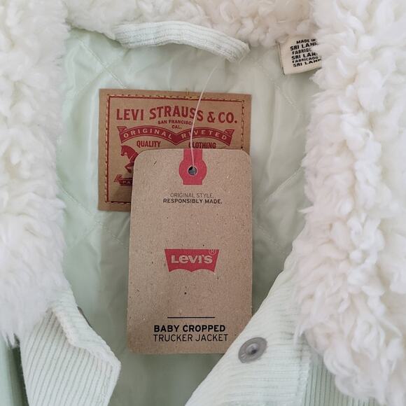 Levi's Baby Cropped Baggy Trucker Jacket in Mint Green size 3X - Picture 5 of 7